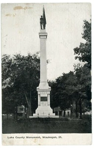Postcard - Waukegan, Illinois Lake County Civil War Monument - 1909 - Picture 1 of 2