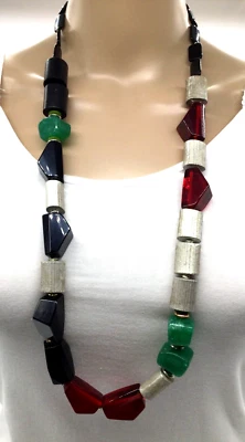 Chico’s Red/Green/Black/Silver Necklace NWTS - Image 1 of 2
