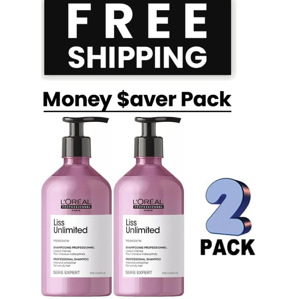 L’Oréal Liss Unlimited Smoothing Shampoo & Unruly Hair 500ml PACK OF 2