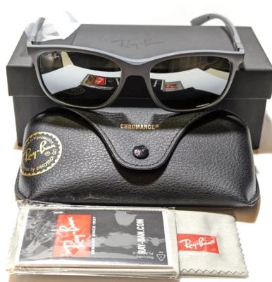 Ray-Ban Chromance Sand Grey Mirrored Polarized Silver Lens RB4330CH 60175J - Image 1 of 4