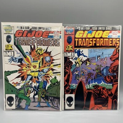 GI Joe and the Transformers 1 2 Marvel 1987 Newsstand comic lot of 2 - Image 1 of 4