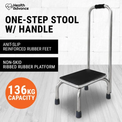 1 Step Stool W/ Handle Shower Foot One Stand Ladder Elderly Bedside Kitchen Bath - image 1 of 4