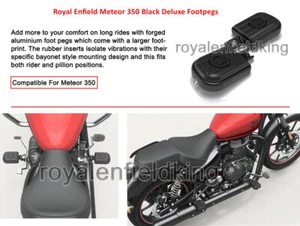 Véritable Royal Enfield Meteor 350 Noir Couleur Deluxe Pied Gauche & Droit - Photo 1/5