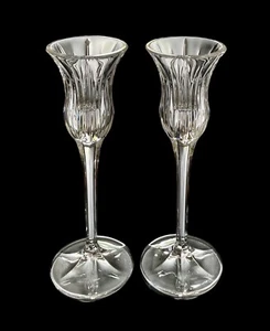 2 Mikasa Crystal 1" Candle Stick Holders Icicles Pattern Made In Germany 8" Tall - Picture 1 of 6
