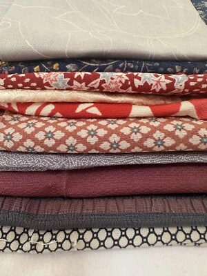 Vintage Japanese kiomono fabric Lot of 10 Bulk 2/3lb 7” x various Length v278 - Image 1 of 4