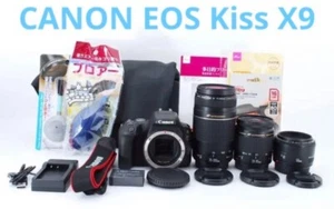 Canon EOS Kiss X9 DSLR Camera + Standard, Telephoto & Prime Lens Kit Used 0267MT - Picture 1 of 12