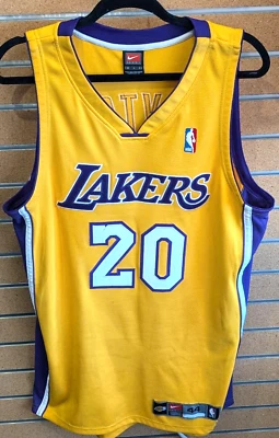 Camiseta deportiva vintage Nike auténtica de Los Angeles Lakers Gary Payton 20 dorada para hombre 44 L Foto 1 de 4