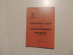 Zündapp Roller R 154 Bella Teile Ersatzteil Liste Katalog April 1957 - Bild 1 von 6