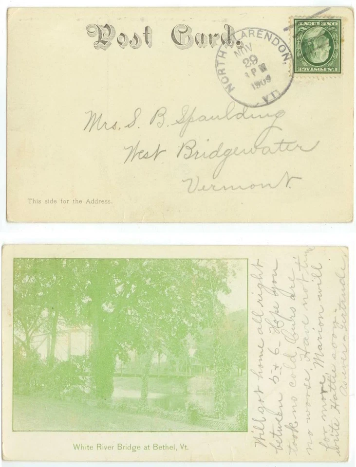 1909 North Clarendon Vermont 4-bar on Bethel bridge pc to West Bridgewater - Image 1 of 1