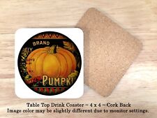 Pumpkin Brand Set of 4 Cork back Drink Coasters