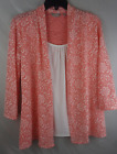 Coral Bay Women's Peach/White Floral Lace Cardigan Dress With Blouse Small NWOT