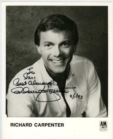 RICHARD CARPENTER Signed 10x8 B&W Photo (Signed in 1993) ORIGINAL Cover