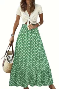 high waisted maxi skirt ruffle emerald green womens size 14 Brand New - Picture 1 of 6