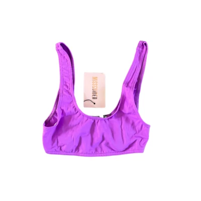Top de bikini Missguided rosa con correa gruesa y cuello redondo para mujer Foto 1 de 4