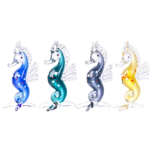 Crystal Mini Seahorse Figurine Collectible Blown Glass Sea Animal Ornament Gift - Picture 1 of 9