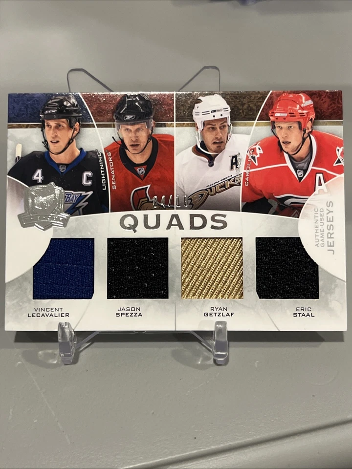 Tarjeta de camiseta The Cup Quads 2008/10 Lecavalier, Spezza, Getzlaf, Staal CJ4-LSGS Foto 1 de 2