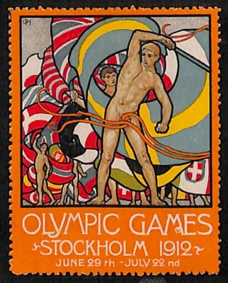 JUEGOS OLÍMPICOS 1912 ETIQUETA DE ESTOCOLMO *OLÍMPICOS* Sello de Suecia Como Nuevo MM VS105 Foto 1 de 4