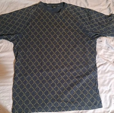 Sean John Monograma Manga Corta 2XL Azul Marino con Estampado Dorado Años 90 Hip Hop Foto 1 de 4