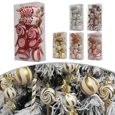 Colorful 15 Piece Candy Style Christmas Ornament Set for Holiday Cheer - Image 1 of 4