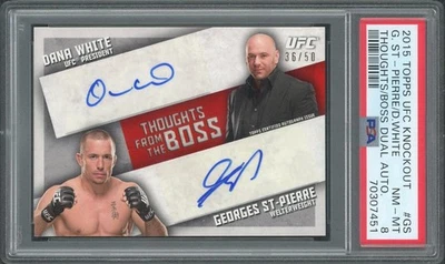 2015 Topps UFC Knockout Dana White Georges St-Pierre Dual Auto /50 PSA 8 - Image 1 of 2