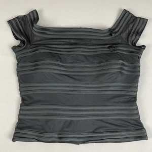 JS Collections Satin Ribbed Evening Blouse Womenr's US 12 Black Elegant - Picture 1 of 13