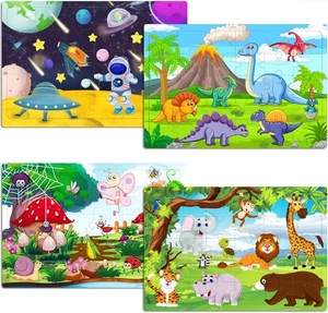 Wooden Jigsaw Puzzles for Kids 3-6 Year Olds -Space Dinosaur Animals 30... - Picture 1 of 6