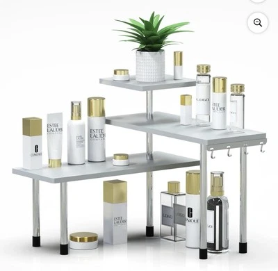 Ollieroo Estante Esquina Cocina 3 Niveles con Ganchos Gris A0003 Foto 1 de 2