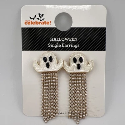 Pendientes de borla fantasma de Halloween perlas joyas hipoalergénicas con cuentas Foto 1 de 4