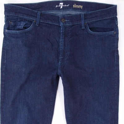 Hombres 7 for All Mankind SLIMMY Ajustado Recto Elástico Azul Jeans W36 L34 - Imagen 1 de 4