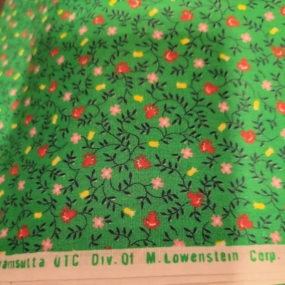Tela de algodón calicó verde vintage Wamsutta OTC con flores pequeñas 2 yardas Foto 1 de 4