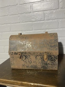 Vintage 1940's Dome Top Steel Lunch Box Buick WWII Sperry Gyroscope 1942 - Picture 1 of 16