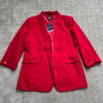 DKNY Blazer Jacket Women's Sz 12 Red Office Career Workwear Professional Stretch - Image 1 of 4