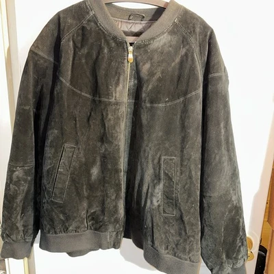 Chaqueta de gamuza de cuero genuino Knightsbridge para hombre negra forrada con cremallera completa talla 2XL Foto 1 de 3