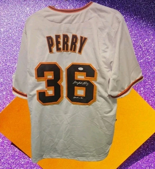 Camiseta autêntica Gaylord Perry San Francisco Giants MLB autografada à mão certificado de autenticidade GG - Imagem 1 de 4