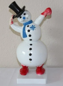 Vintage Rosbro Hard Plastic Christmas Snowman Candy Container - Picture 1 of 16