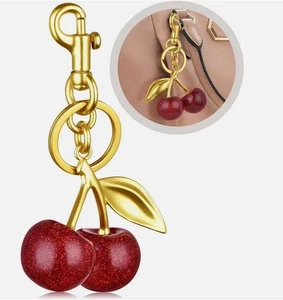 1/2Pc Crystal Cherry Pendant Keychain for Coach Shoulder Handbag Women Bag Charm - Picture 1 of 17