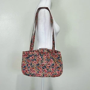 Handarbeit Vintage Stoff Handtasche Beuteltasche Tasche Blumen Baumwolle Blumen Landhaus Boho 80er - Bild 1 von 9