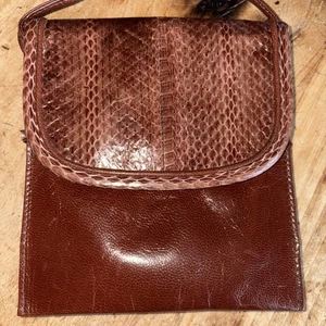 Vintage I Magnin, Snakeskin Purse Small 6x5x2 Sophisticated Mahogany Clean - Picture 1 of 9