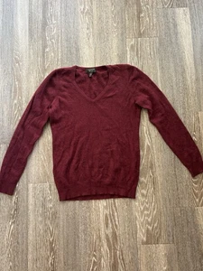 Cashmere Charter Club 100% Cashmere Luxury V Neck Burgundy Sweater Women’s M - Picture 1 of 6