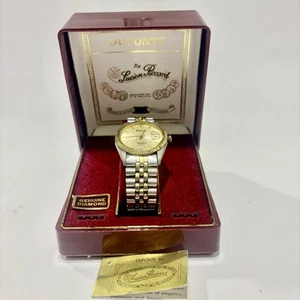 VTG Lucien Piccard Dufonte Quartz Watch Genuine Diamond Mens Gold Silver Tone - Picture 1 of 10