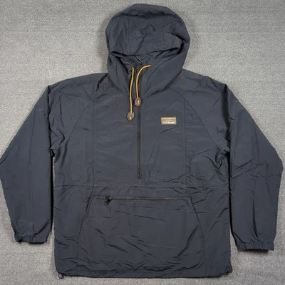 LL Bean Mountain Clásica Chaqueta Anorak Para Hombres L Negro Pullover Capucha Abrigo de Lluvia Foto 1 de 4