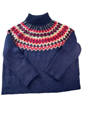 Gap Womens Sz XL Relaxed Forever Cozy Fair Isle Sweater Blue Mock Neck NWT - Image 1 of 4