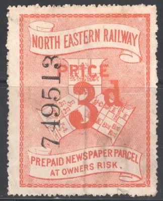 GB North Eastern Railway LARGE Newspaper Parcel Revenue Fiscal Tax UK - Image 1 of 2