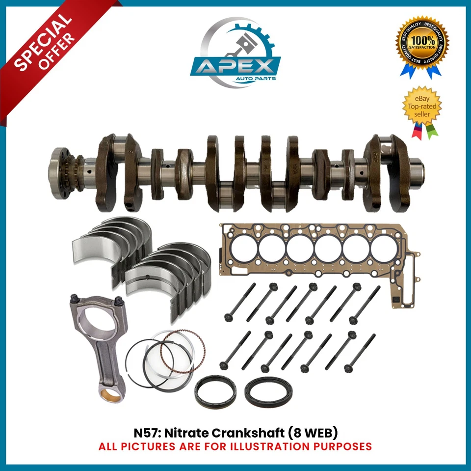 BMW X3 X4 X5 3.0 DIESEL N57D30C N57D30A N57D30B CRANKSHAFT(8WEB) + REBUILT PARTS - Image 1 of 4