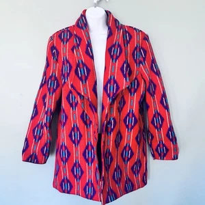 VTG Aztec Southwestern Navajo Blanket Jacket Indie Western Womens XL Wool USA - Picture 1 of 8