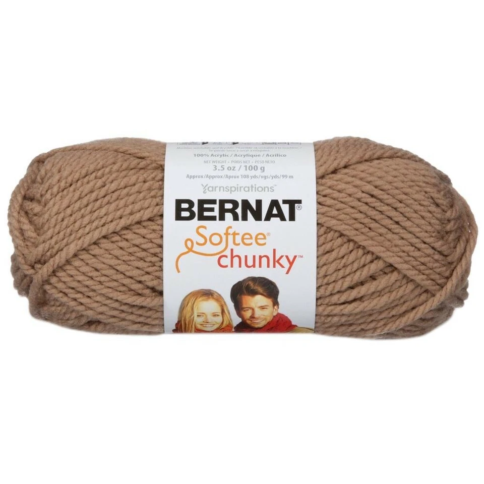 Package of 3 Skeins Bernat Softee Chunky Yarn Soft Taupe 3.5 oz./108Yds Each New - Image 1 of 1