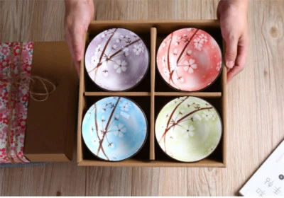 Set of 4 Rice Bowls in Gift Box Japanese style - image 1 of 4