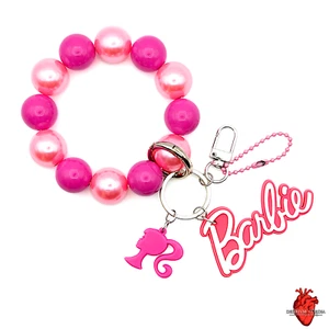 Pink Barbie Logo Stretch Bracelet Keychain, Bag Charm, Cute Accessory, Gift - Picture 1 of 11