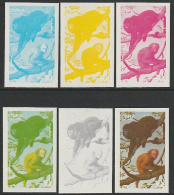3123 - STAFFA - ANIMALES - UAKARI Y MONO - Juego de 6 PRUEBAS DE COLOR PROGRESIVAS Foto 1 de 2