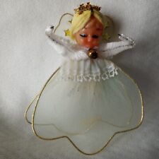Ornement d'ange vintage filaire nylon tête vinyle perle de verre mercure Japon 